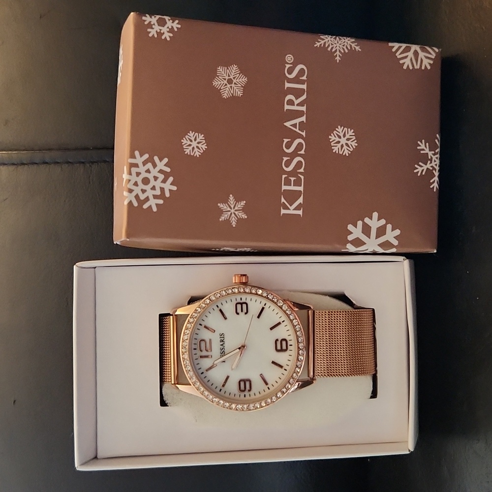Kessaris - Rose Gold, White and Rindstone Watch